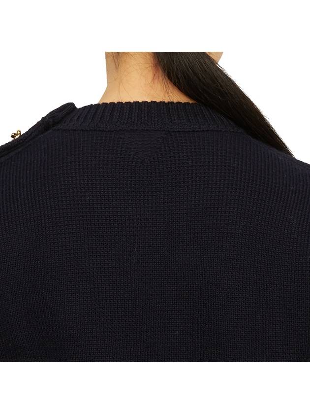 Knot Button Wool Knit Top Abyss - BOTTEGA VENETA - BALAAN 8