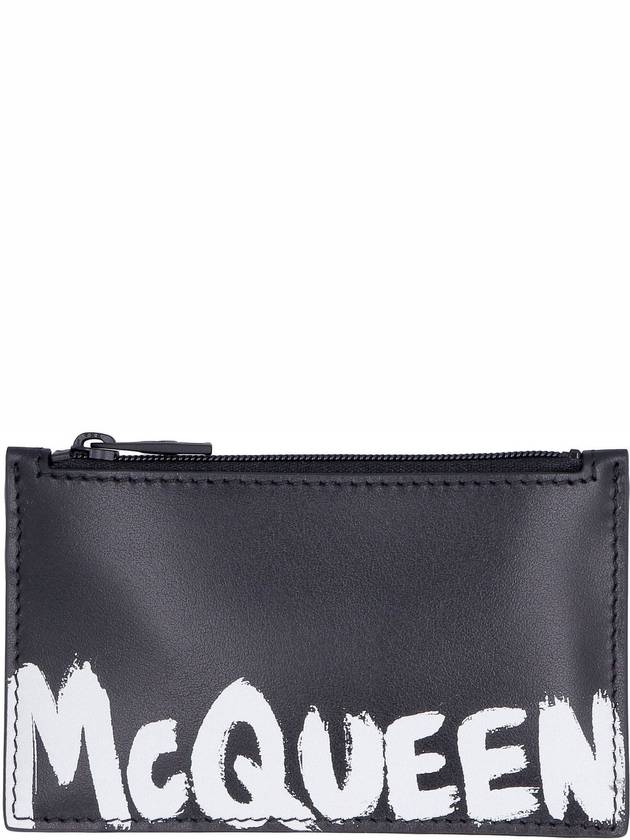 Graffiti Logo Zipper Card Wallet Black - ALEXANDER MCQUEEN - BALAAN 4