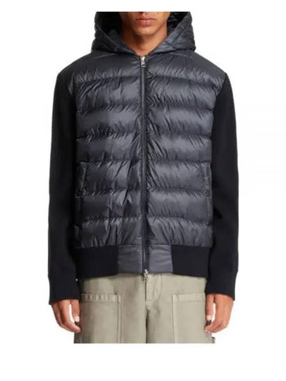 Quilted Wool Cardigan Navy - MONCLER - BALAAN 2