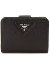 Saffiano Triangular Logo Wallet Black - PRADA - BALAAN 1