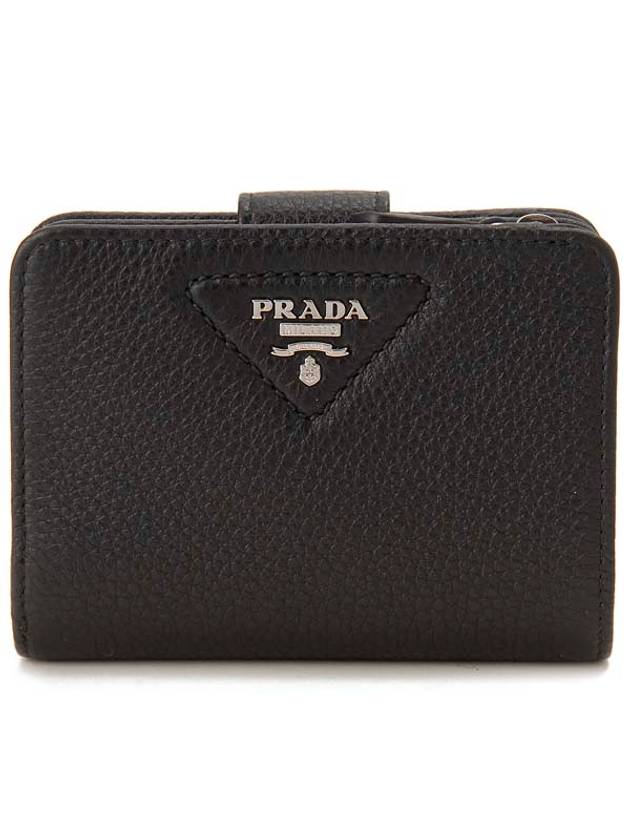 Saffiano Triangular Logo Wallet Black - PRADA - BALAAN 1