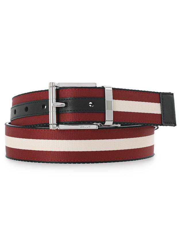 Logo Taylan 35MM Casual Reversible Belt Black Red - BALLY - BALAAN 1