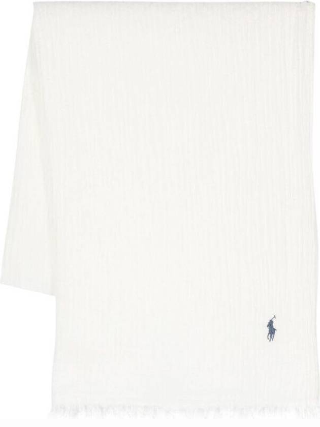 Pony Embroidery Fringed Scarf Cream - POLO RALPH LAUREN - BALAAN 2