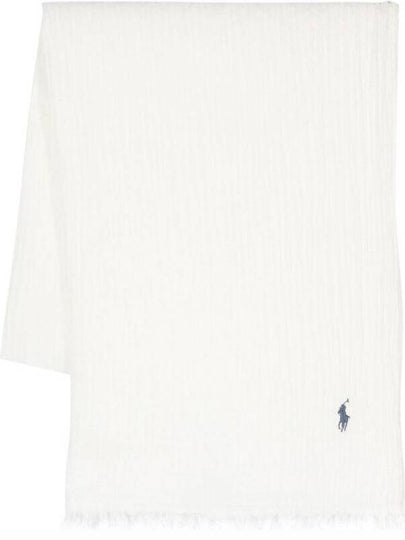 Pony Embroidery Fringed Scarf Cream - POLO RALPH LAUREN - BALAAN 2