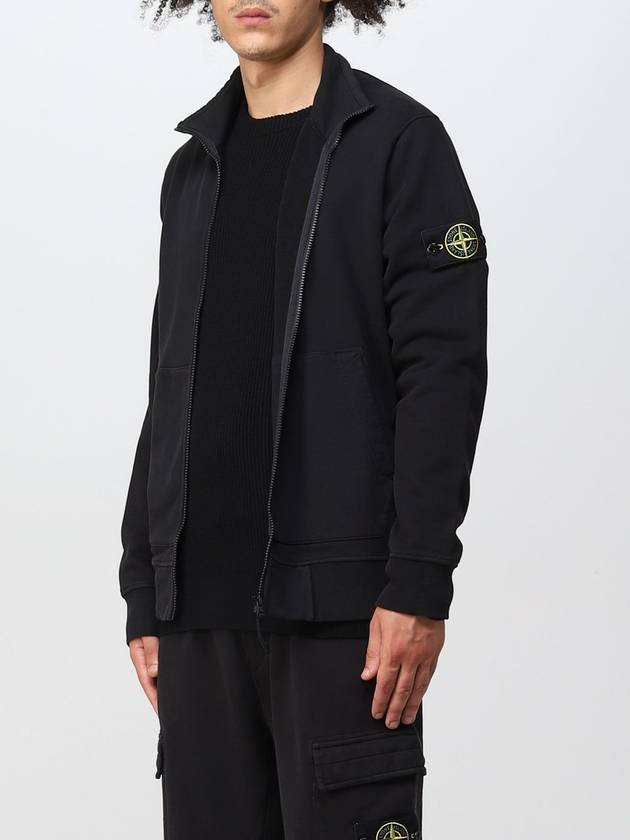 Logo Pacth Stretch Cotton Zip-up Cardigan Navy - STONE ISLAND - BALAAN 1