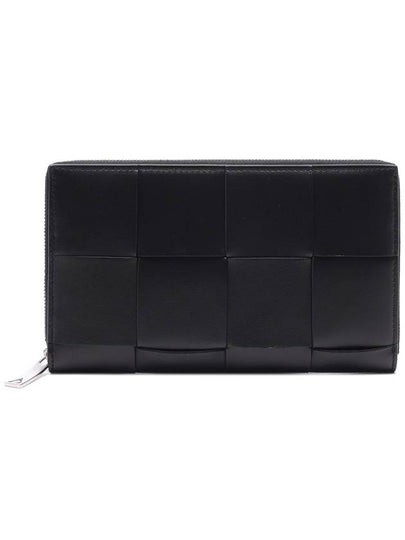 Intrecciato Zipper Around Long Wallet Black - BOTTEGA VENETA - BALAAN 2