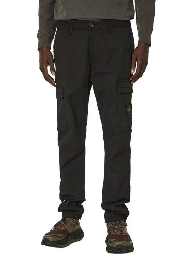 Compass Badge Gabardine Cargo Straight Pants Black - STONE ISLAND - BALAAN 2