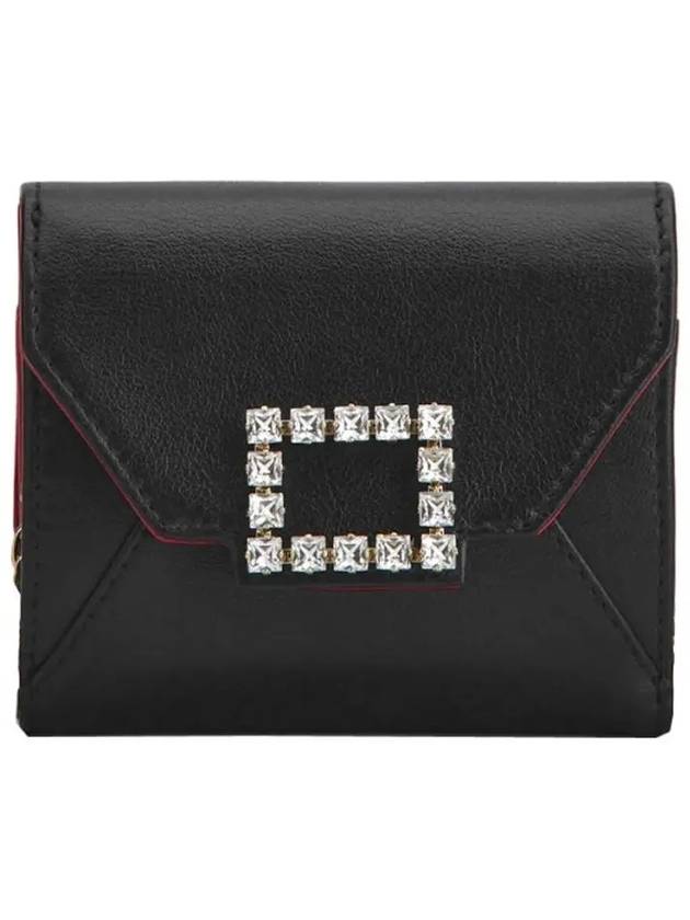 Crystal Buckle Leather Chain Bicycle Wallet Black - ROGER VIVIER - BALAAN.