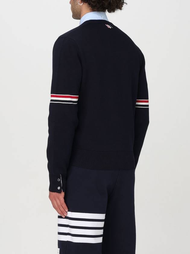 Milano Stitch Sprite Armband Cotton V-neck Cardigan Navy - THOM BROWNE - BALAAN 4