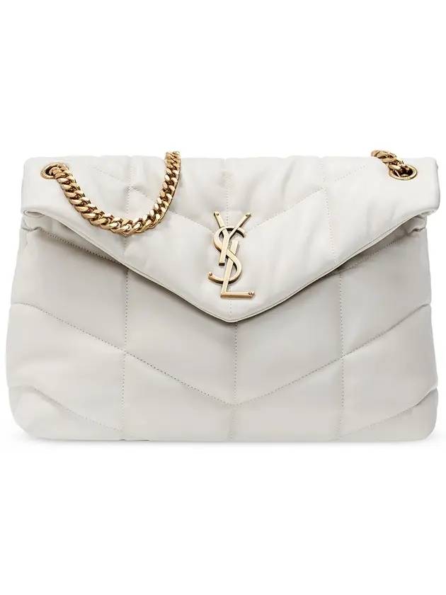 Puffer Quilted Lambskin Medium Chain Shoulder Bag Blanc Vintage - SAINT LAURENT - BALAAN 1