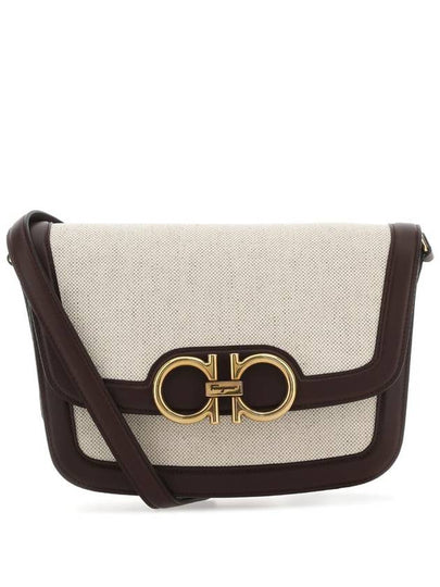 Salvatore Canvas and Leather Cross Bag Beige - SALVATORE FERRAGAMO - BALAAN 2