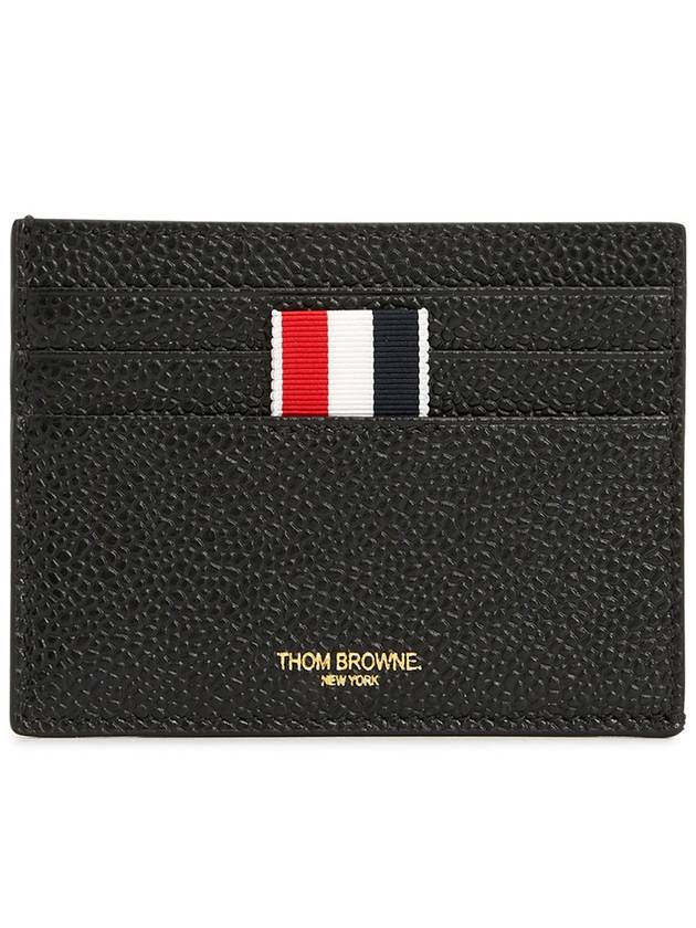 Pebble Grain Leather Stripe Note Compartment Card Wallet Black - THOM BROWNE - BALAAN 2