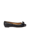 Varina Quilting Leather Ballet Flat Black - SALVATORE FERRAGAMO - BALAAN 3