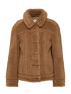 Women's Teddy Bear Fur Jacket Camel - MAX MARA - BALAAN 3