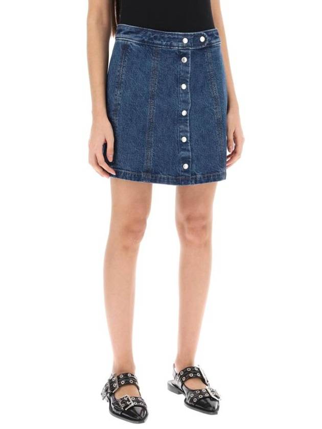 Women's Poppy Front Button Denim A-Line Skirt Blue - A.P.C. - BALAAN 3