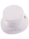 Quarter Combo Striped  Cotton Bucket Hat Grey - THOM BROWNE - BALAAN 6