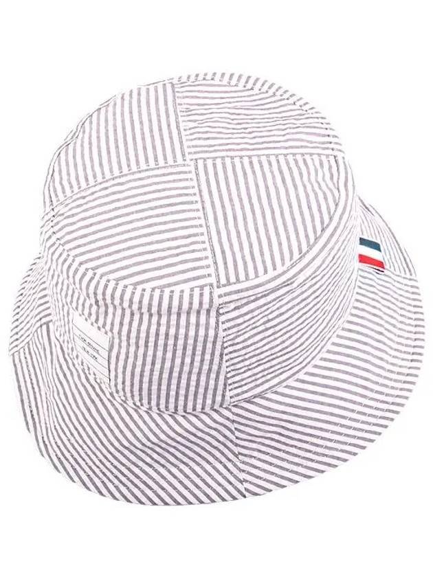 Quarter Combo Striped  Cotton Bucket Hat Grey - THOM BROWNE - BALAAN 6