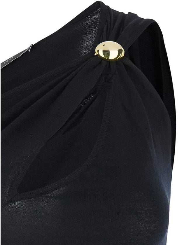 Black One-Shoulder Top With Jewel Detail On The Front In Viscose Blend Woman - FEDERICA TOSI - BALAAN 3