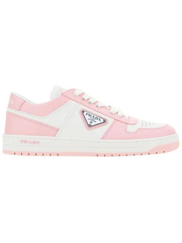 Downtown Perforated Leather Low Top Sneakers Pink - PRADA - BALAAN 1