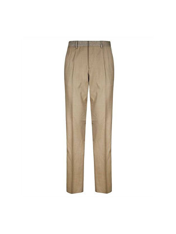 Men's Wool Cashmere Linen Fit Straight Pants Beige - BURBERRY - BALAAN 1