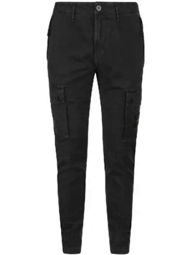 Wappen Patch Slim Fit Straight Pants Black - STONE ISLAND - BALAAN 2