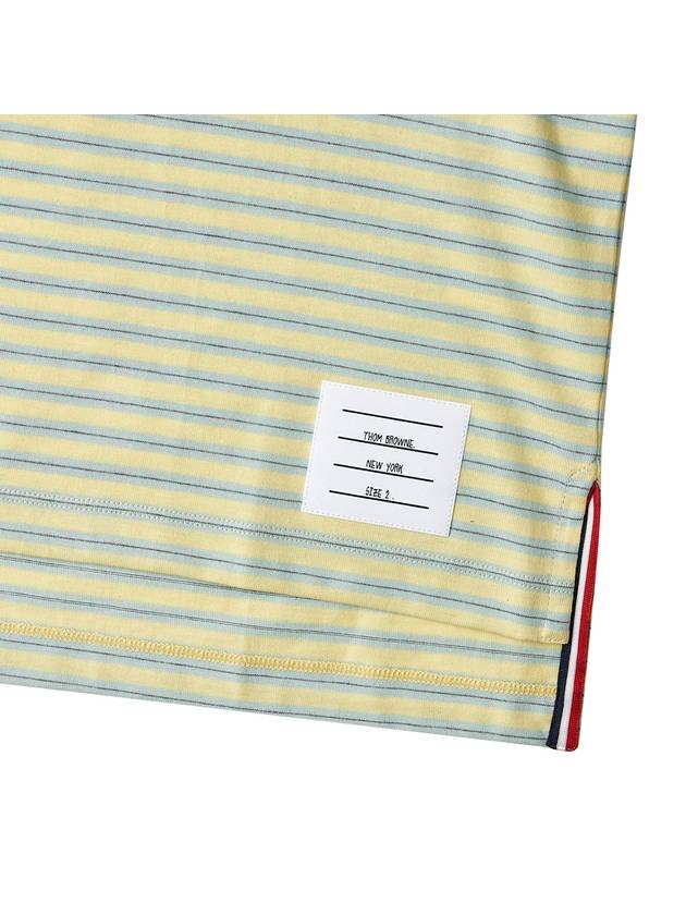 Striped Jersey Pocket Short Sleeve T-Shirt Green Yellow - THOM BROWNE - BALAAN 8