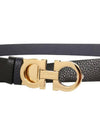 Reversible Gancini Leather Belt Black Navy - SALVATORE FERRAGAMO - BALAAN 4