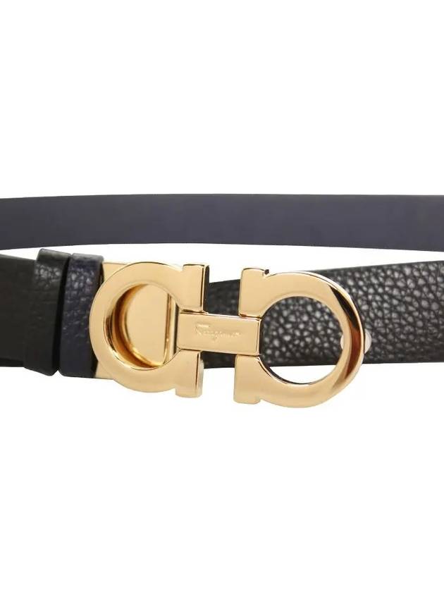 Reversible Gancini Leather Belt Black Navy - SALVATORE FERRAGAMO - BALAAN 4