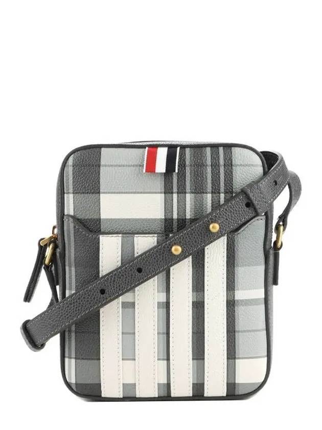 Madras 4-Bar Vertical Pepple Grain Leather Cross Bag Grey - THOM BROWNE - BALAAN 2