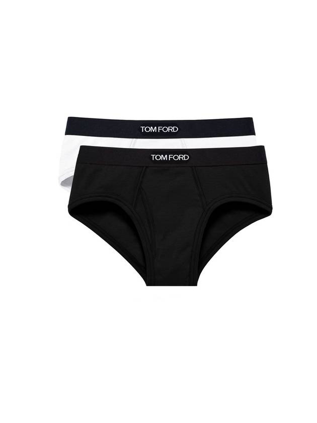 Men's Cotton Logo Waistband Briefs 2 Pack - TOM FORD - BALAAN 1