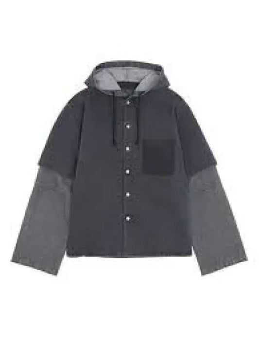 MM6 Margiela Denim Layered Hooded Jacket Gray Black SH0AM0003STZ123961 - MAISON MARGIELA - BALAAN 2