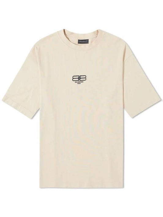 Men's BB Paris Icon Medium Fit Short Sleeve T-Shirt Beige - BALENCIAGA - BALAAN 1
