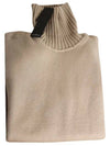 Wappen Patch Loose Fit Cotton Turtleneck Beige - STONE ISLAND - BALAAN 4