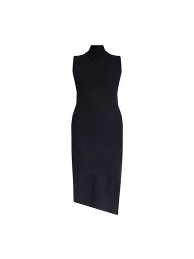 High Neck Sleeveless Knit Midi Dress Black - HELMUT LANG - BALAAN 1