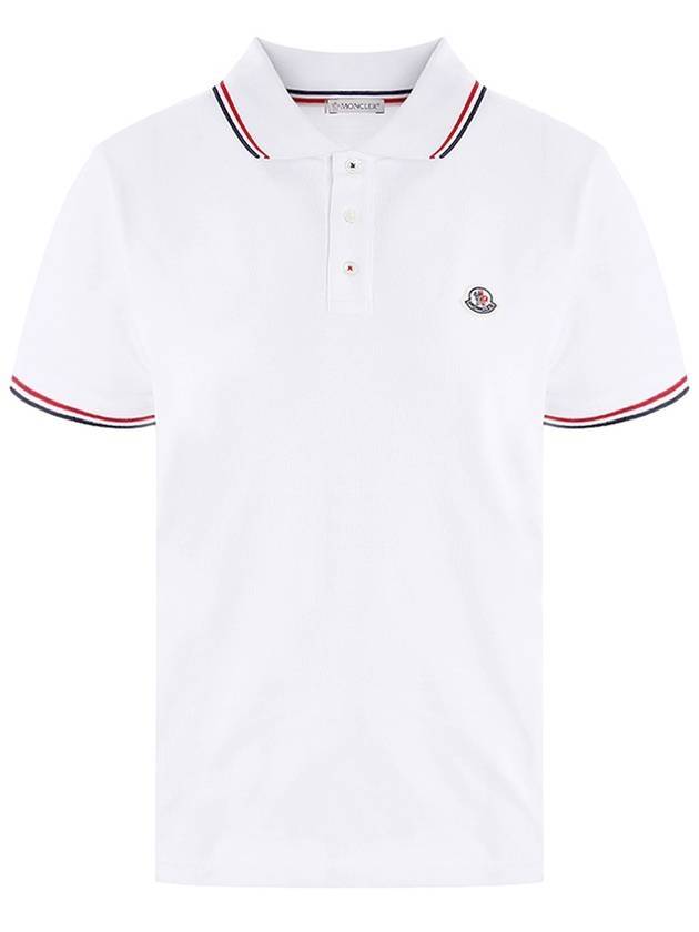 stripe trimming logo short sleeve PK shirt white - MONCLER - BALAAN.