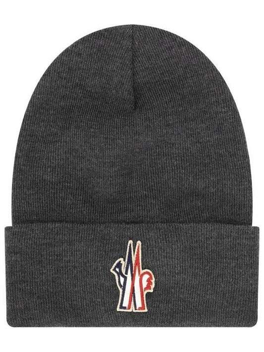 Grenoble Men's Wool Beanie Gray - MONCLER - BALAAN 1