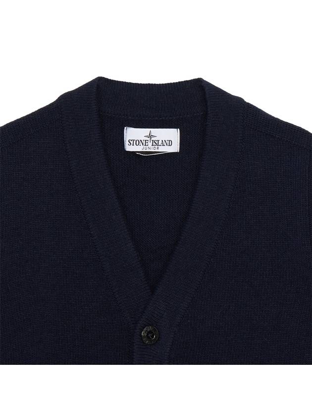 Kids Wappen Patch V-Neck Knit Cardigan Navy - STONE ISLAND - BALAAN 4