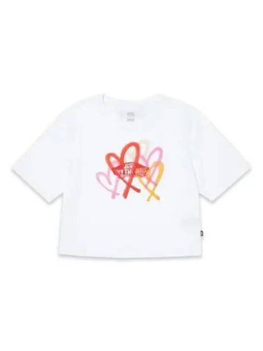 The Museum Visitor Big Heart Crop Short Sleeve T Shirt White - VANS - BALAAN 1