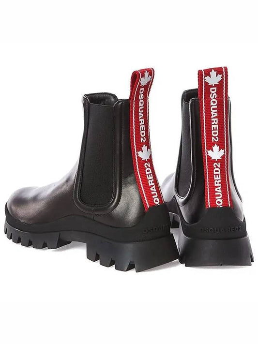 Tank Tape Logo Strap Rubber Sole Ankle Boots Black - DSQUARED2 - BALAAN.