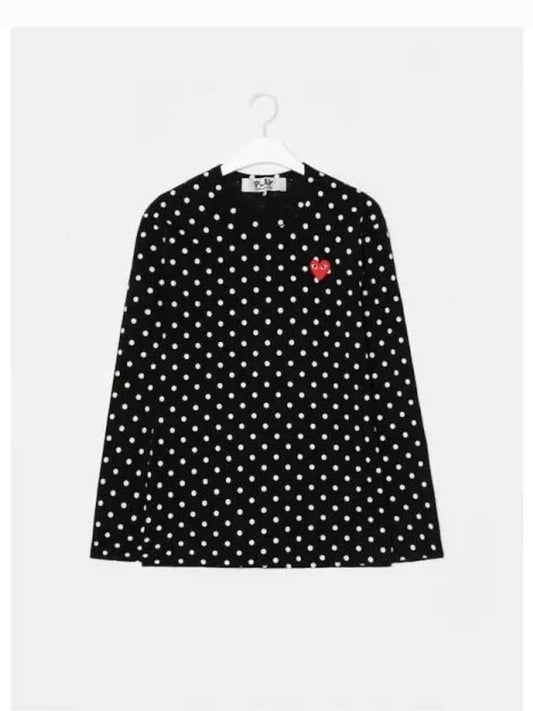 Unisex Red Heart Waffen Polka Dot T Shirt Black White Domestic Product GM0024080693479 - COMME DES GARCONS PLAY - BALAAN 1