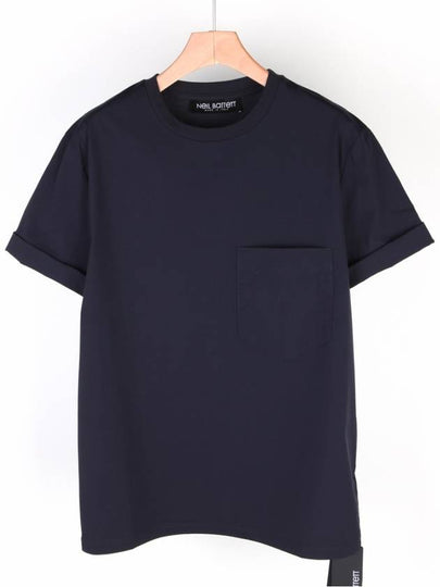 Pocket Mix Round Short Sleeve T-Shirt Navy BJT411C - NEIL BARRETT - BALAAN 2