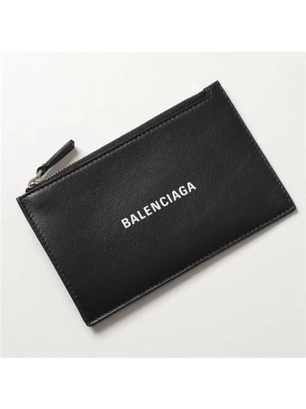 Everyday Logo Zipper Card Wallet Black - BALENCIAGA - BALAAN.
