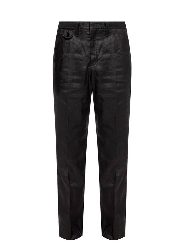 Men's Zipper Detail Slim Fit Straight Pants Black - BURBERRY - BALAAN 1