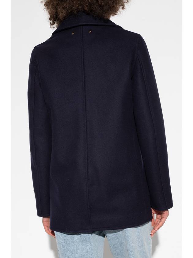 Women's Logo Patch Breasted Peacoat Dark Blue - GOLDEN GOOSE - BALAAN 5