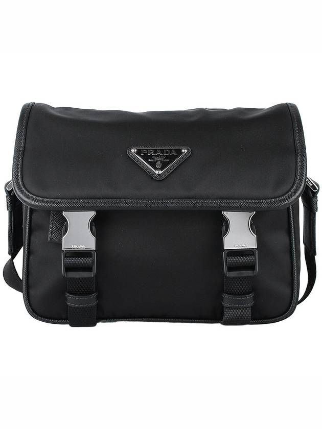 Triangle Logo Re-Nylon Saffiano Leather Cross Bag Black - PRADA - BALAAN 4