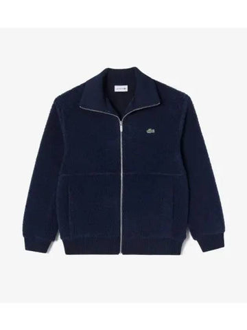 Men s Wide Rib Collar Fleece Jacket Dark Navy - LACOSTE - BALAAN 1