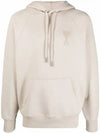 Big Heart Logo Heavy Loopback Organic Cotton Fleece Hoodie Beige - AMI - BALAAN 2