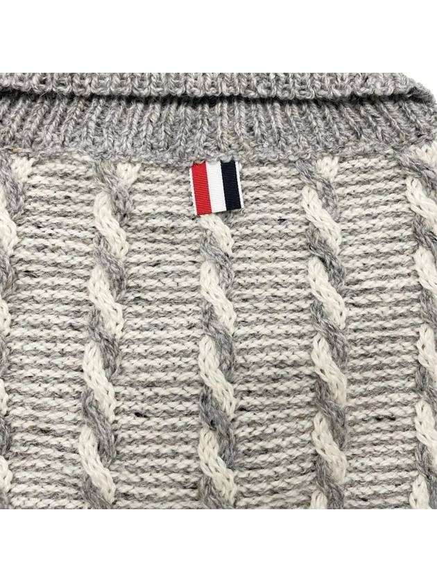 V-Neck Twist Detail Knit Top Grey - THOM BROWNE - BALAAN 5