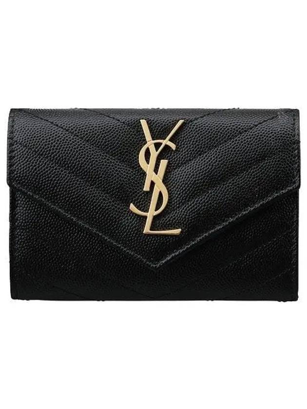 Monogram Envelope Small Half Wallet Black Gold - SAINT LAURENT - BALAAN 2