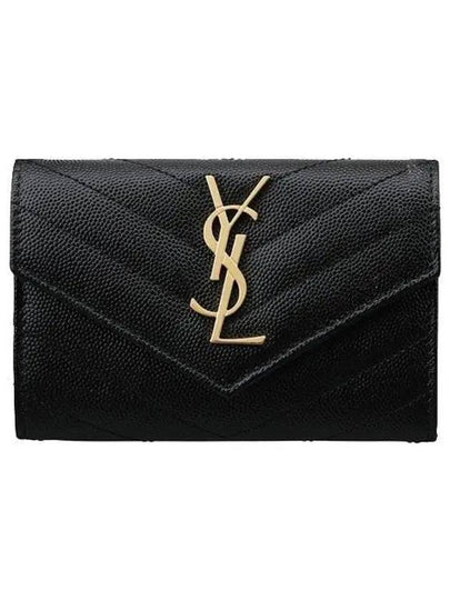 Monogram Envelope Small Half Wallet Black Gold - SAINT LAURENT - BALAAN 2